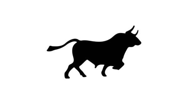 Running Bull Silhouette Fehér Háttér — Stock Fotó