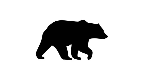 Chodící Medvěd Silueta Bílé Pozadí — Stock fotografie