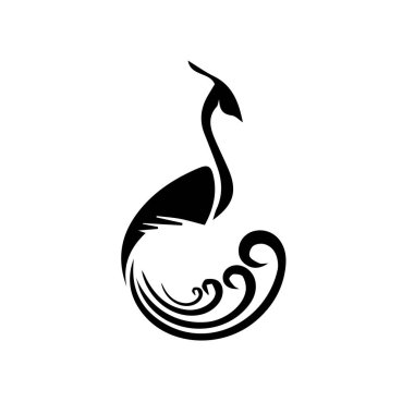 Beyaz arkaplanda tavuskuşu silueti