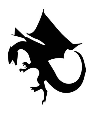 Beyaz arkaplanda ejderha silueti.