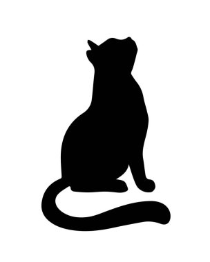 beyaz arkaplanda kedi silueti.