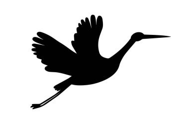 Beyaz arkaplanda leylek silueti