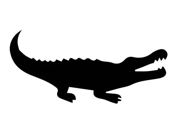 Crocodile Silhouet Witte Achtergrond — Stockfoto