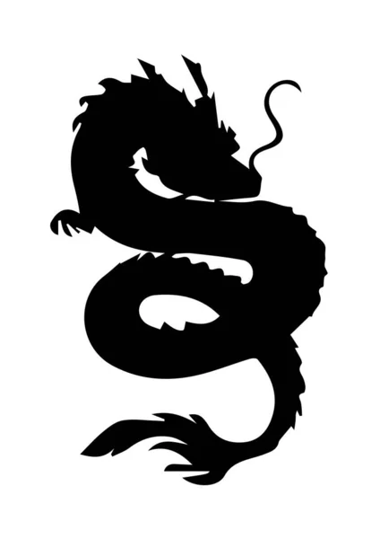 Dragon Siluett Vit Bakgrund — Stockfoto