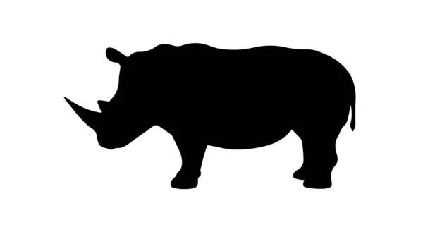 Silhueta Rinoceronte Sobre Fundo Branco — Fotografia de Stock