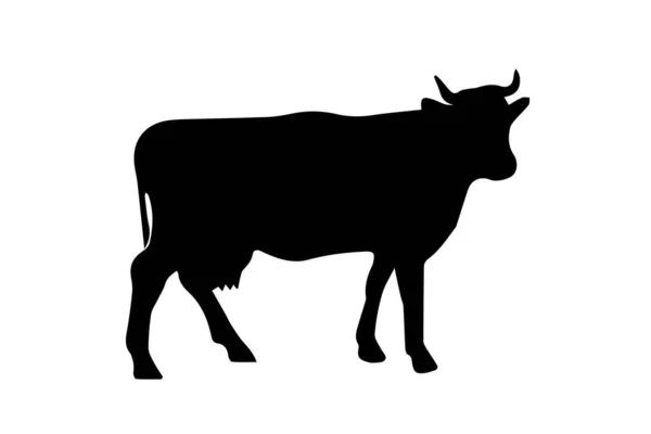 Kuh Silhouette Auf Weißem Hintergrund — Stockfoto