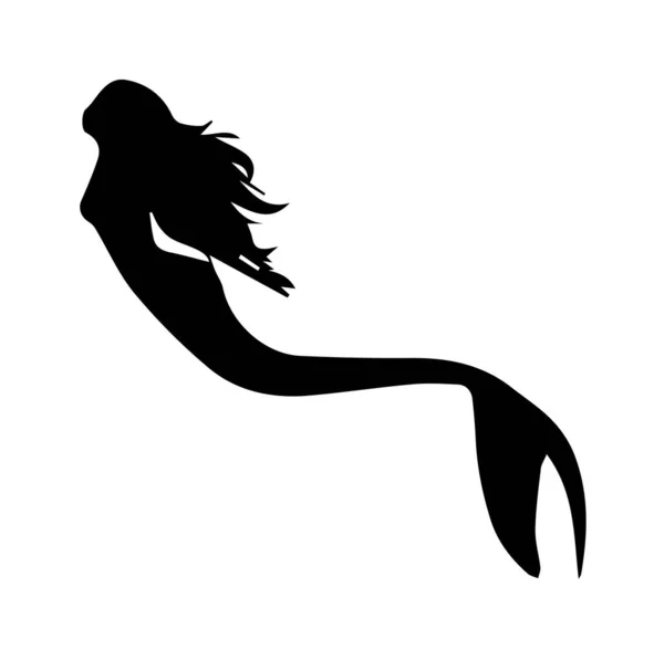 Silhouette Sirena Sfondo Bianco Fotografia Stock