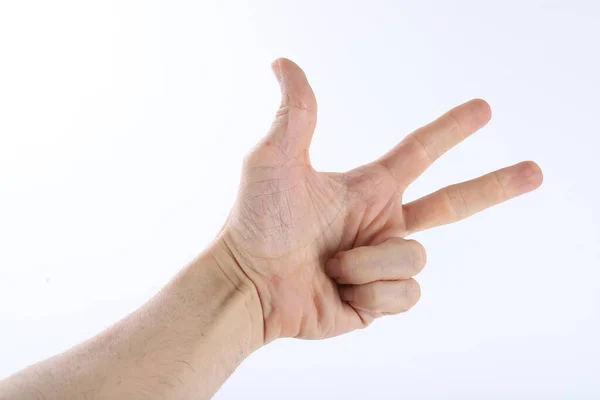 Male Hands Counting Zero Five Isolated White Background — Stock Photo, Image