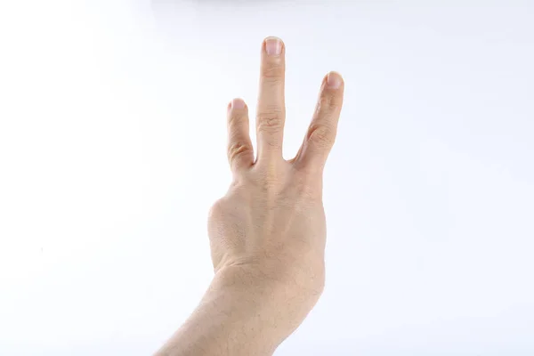 Male Hands Counting Zero Five Isolated White Background — Stock Photo, Image