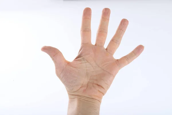 Male Hands Counting Zero Five Isolated White Background — Stock Photo, Image