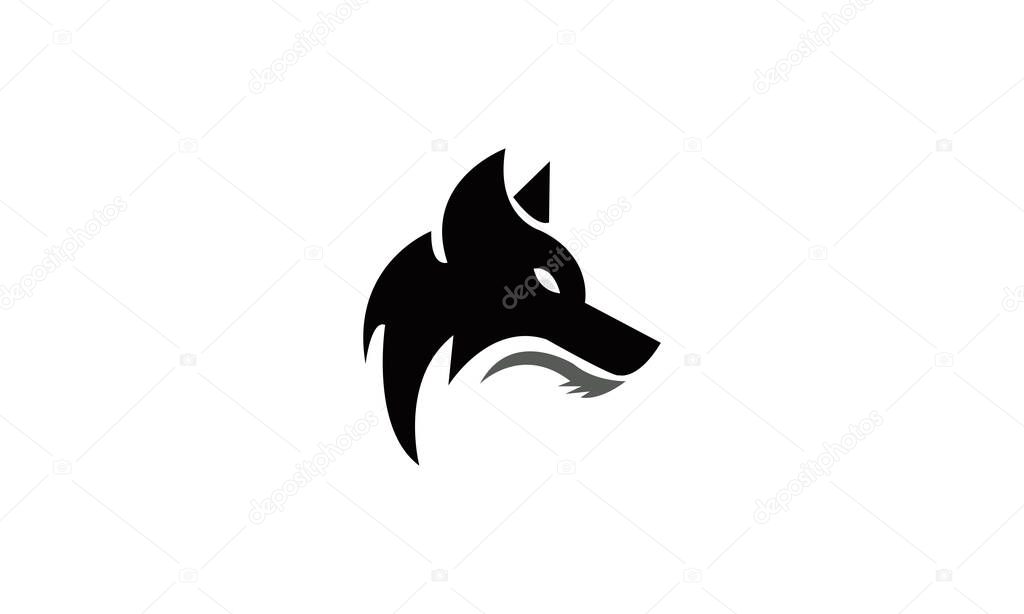 Silhouette of wolf on white background