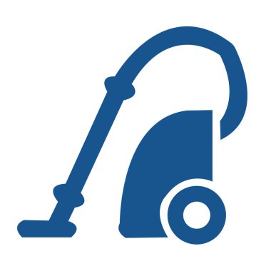 Beyaz arkaplanda mavi süpürge makinesi