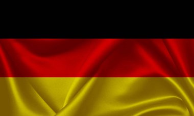Beyaz arkaplanda dalgalı Almanya bayrağı silueti