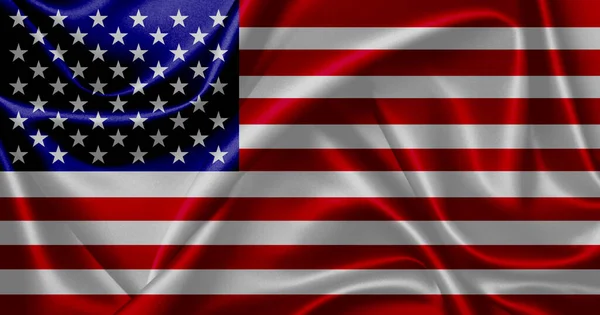 Silueta Ondulada Bandera Americana Sobre Fondo Blanco — Foto de Stock