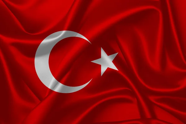 Wavy Flag Turkey Silhouette White Background — Stock Photo, Image