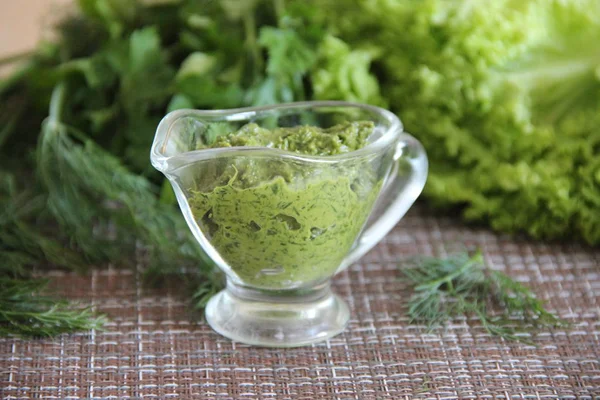 Pesto Verduras Frescas Salsa Verde — Foto de Stock