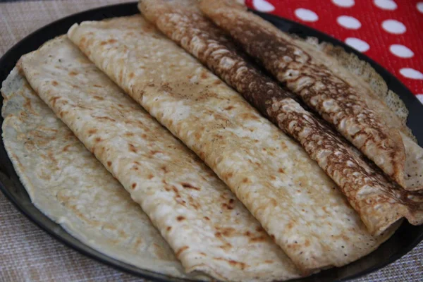 Russian Homemade Pancakes Wooden Table — ストック写真