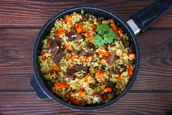 Bulgur Pilaf Viande Aux Carottes — Photo