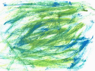 El boyası kuru fırça akrilik gouache suluboya soyut arka plan. Mavi, yeşil çimenler