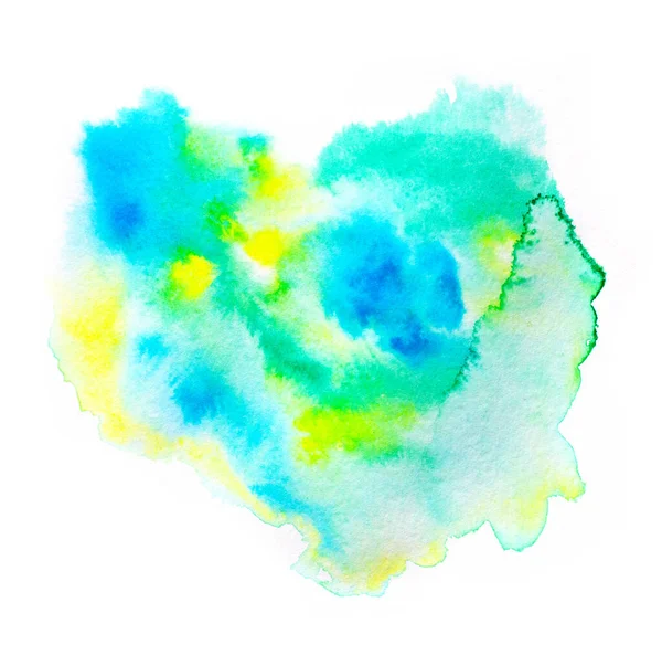 Luminoso colorato vibrante dipinto a mano isolato spruzzata macchia acquerello su sfondo bianco — Foto Stock