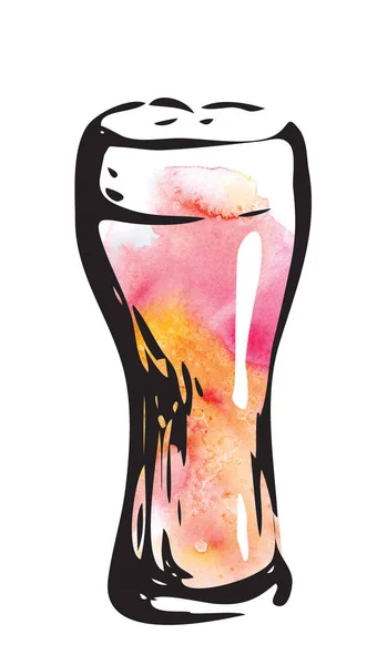 Tinta desenhada à mão estilo gráfico aquarela ilustração: copo de cerveja. Oktoberfest, Saint Patrick ou cartaz do festival de eventos de cerveja rascunho de artesanato, adesivos de banner ir, menu de restaurante bar pub . — Fotografia de Stock