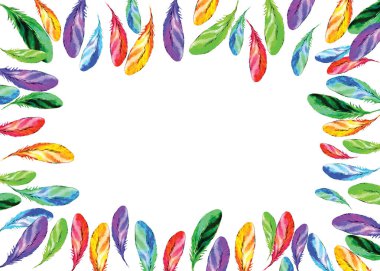 Klasik boho tarzı el, suluboya, tropikal parlak renkli, kenarlık çerçeve süslemesi. A4 A5 A3 uluslararası kağıt kaydıraklı poster kartı ve metin için boş kopya alanı