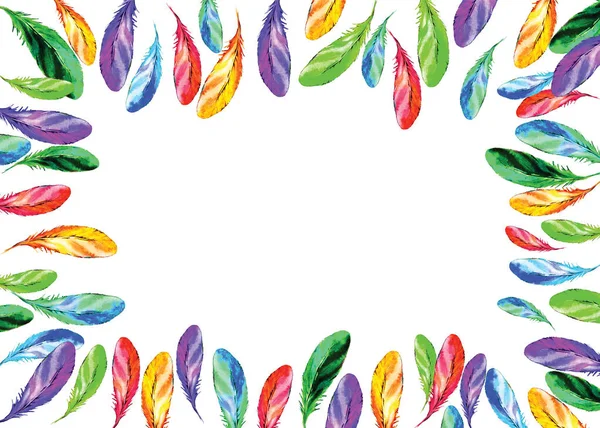 Klasik boho tarzı el, suluboya, tropikal parlak renkli, kenarlık çerçeve süslemesi. A4 A5 A3 uluslararası kağıt kaydıraklı poster kartı ve metin için boş kopya alanı