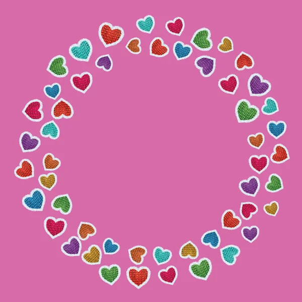 Valentijnsdag Liefde Genezen Kawaii Romantische Warme Winterhartjes Roze Rand Frame — Stockfoto