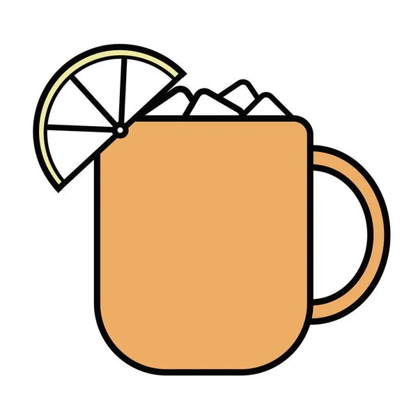 彩色矢量橙色和黄色风格的鸡尾酒标识插图 经典的莫斯科骡子喝铜杯 为海滩派对 网站或博客服务的卡片 餐厅菜单 — 图库矢量图片