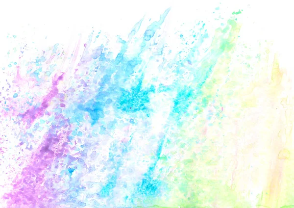 Happy Summer Rainbow Hand Painted Isolated Watercolor Backdrop Paint Splashes — Fotografia de Stock
