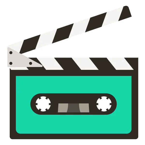80S 90S Muziek Audio Cassette Tape Film Clapper Object Logo — Stockvector