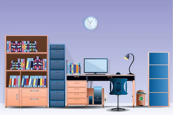 Interior Room Office Layout Design Comfortable Office Room Illustration Vector — ストックベクタ