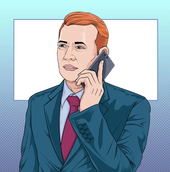 Hommes Affaires Les Gens Affaires Parlent Téléphone Illustration Vecteur Sur — Image vectorielle