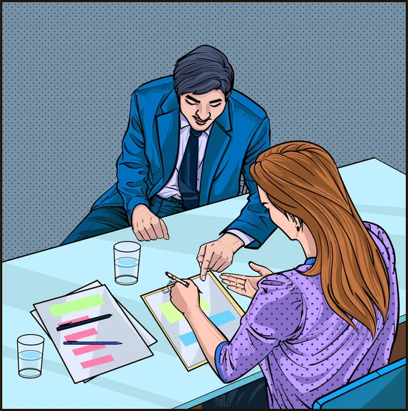 Business People Express Opinions Meeting Company Listening Speaking Illustration Vector — ストックベクタ