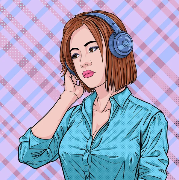 Meisje Geluk Uit Muziek Mooie Vrouwen Luisteren Naar Muziek Uit — Stockvector