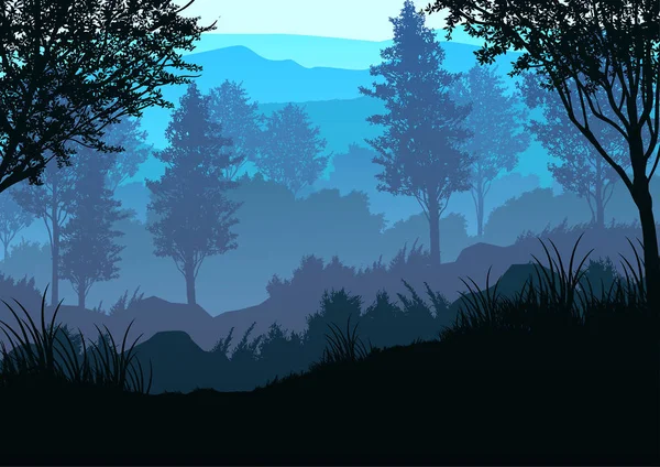 Горизонт Природных Лесов Переплетение Ландшафтных Обоев Восход Закат Иллюстрация Векторный — стоковый вектор