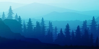 Doğa Ormanı Doğal Çam Ormanı Dağları Manzara Ufku Duvar Kağıdı Gün Doğumu ve Günbatımı Görüntü Vektör Tarzı Renkli Arkaplan
