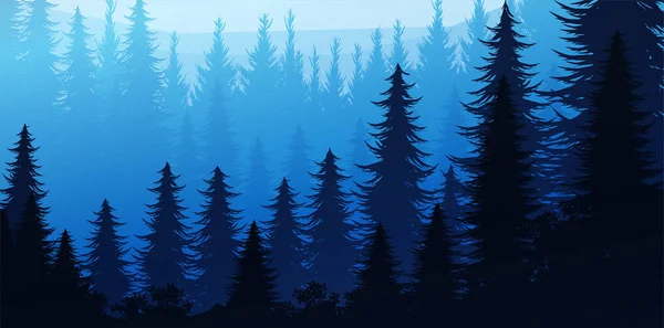 Nature forêt Pin naturel forêt montagnes horizon Paysage fond d'écran Montagnes lac paysage silhouette arbre ciel Lever et coucher du soleil Illustration style vectoriel fond d'écran coloré — Image vectorielle