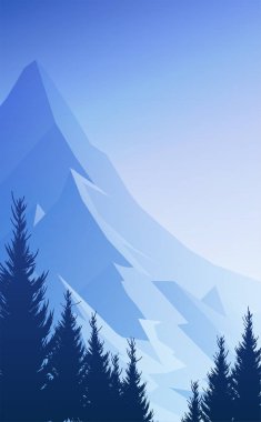 Dağlar ufuk çizgileri Akşamları doğal siluetler Gün doğumu ve batımı Manzara duvar kağıdı illüstrasyon vektör stili Renkli görünüm arkaplan