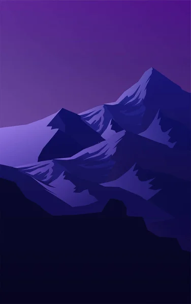 Berge Horizont Hügel natürliche Silhouetten in den Abend Sonnenaufgang und Sonnenuntergang Landschaft Tapete Illustration Vektor-Stil bunt Ansicht Hintergrund — Stockvektor