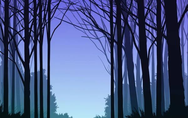 Natürliche Wald Berge Horizont Hügel Silhouetten Von Bäumen Abend Sonnenaufgang — Stockvektor