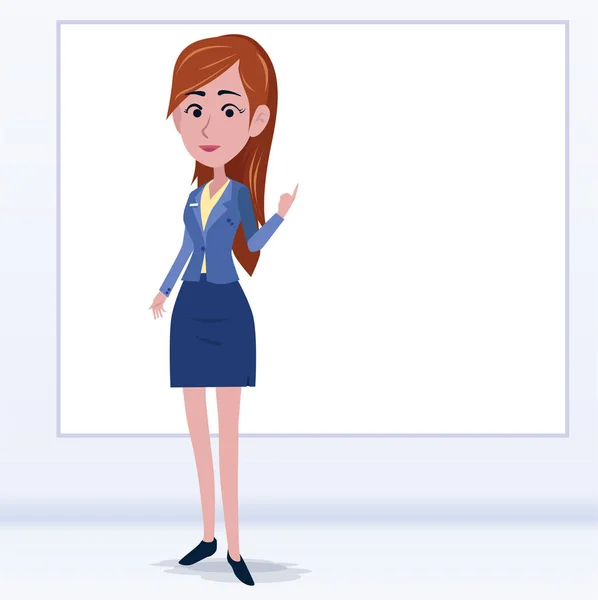 オフィスの服を着た女性 ビジネス服の美しい女性 ベクトルイラスト 漫画スタイルで 取締役会の背景 — ストックベクタ
