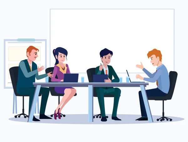 Business People Office Team Cartoon Characters Group Business Men Women — Stock Vector