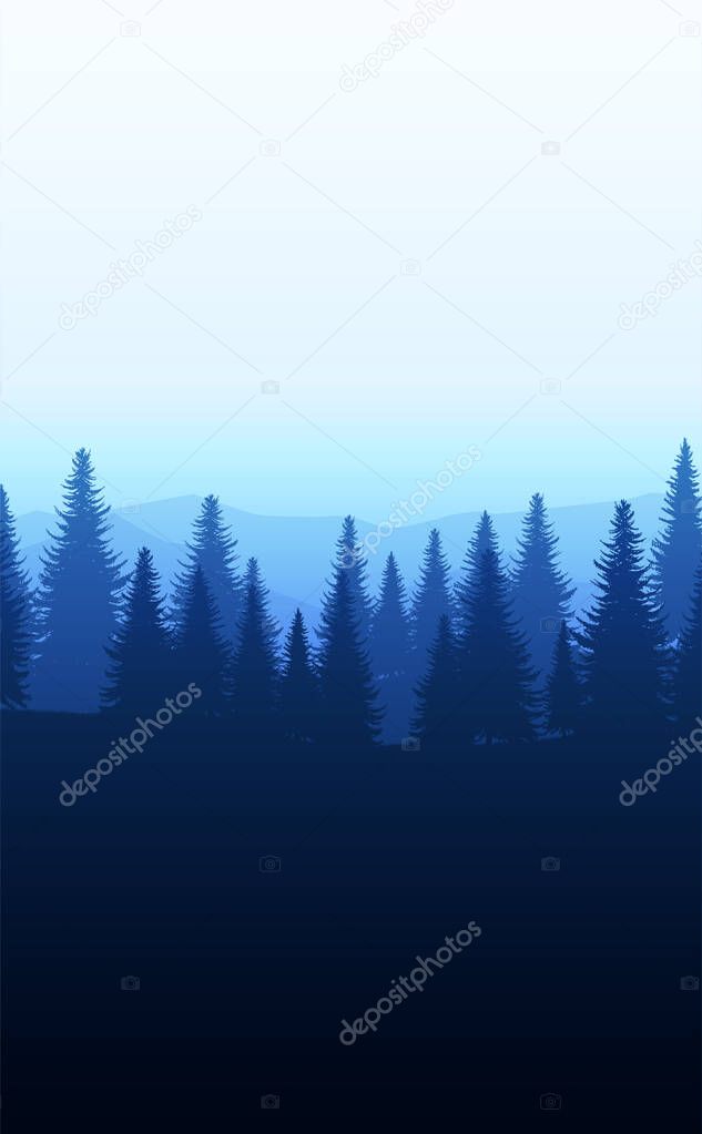  Nature forest Natural Pine forest mountains horizon Landscape wallpaper Sunrise and sunset Illustration vector style colorful view background