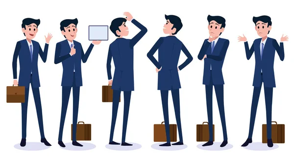 Male Business Character Vector Set Vorhanden Schöpfung Set Körper Geschäftsmann — Stockvektor