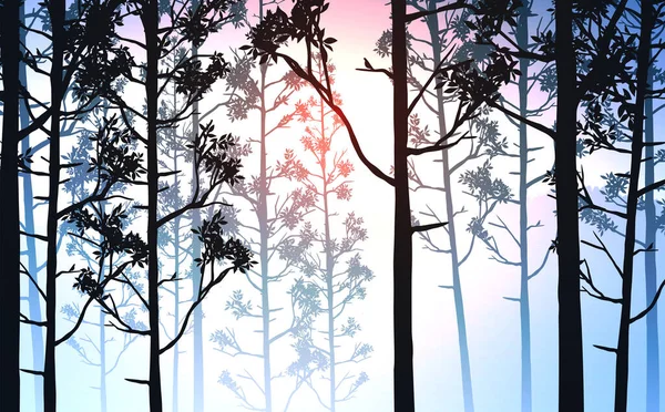 Природні Лісові Гори Гори Гори Гори Гори Гори Силуети Дерев — стоковий вектор