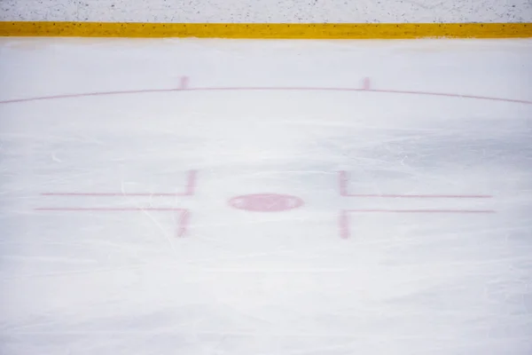 Lední Hokejová Aréna Modrá Čára Červený Bod Fotografie Pořízena Aréně — Stock fotografie