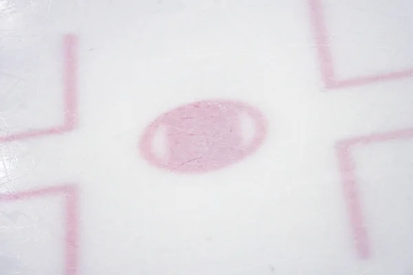 Eishockeyarena Eisbahn Blaue Linie Und Roter Punkt Foto Aufgenommen Arena — Stockfoto