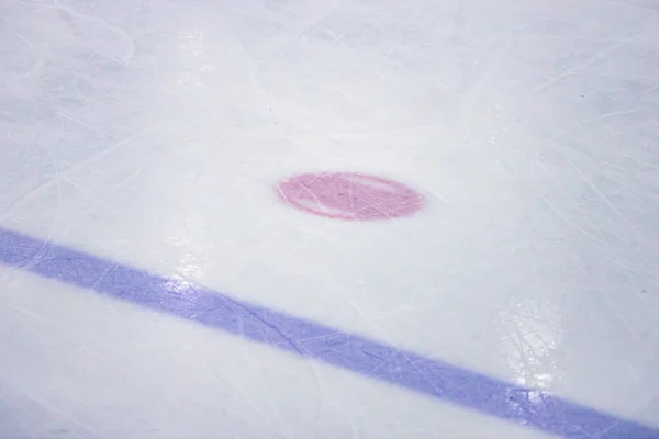 Ice Hockey Arena Rink Blue Line Red Point Photo Taken — Stock Photo, Image