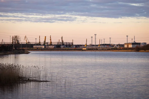 Landelijk Uitzicht Stad Met Avond Zonsondergang — Stockfoto